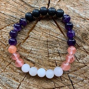 Rose Quartz, Amethyst, Lava Bead Diffuser Bracelet